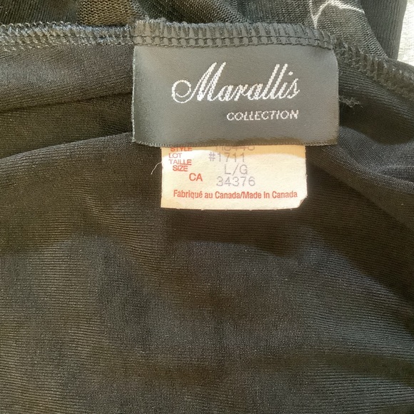 Marallis Collection Top Skirt Scarf Women’s Large Slinky Floral Black/White - Picture 6 of 12